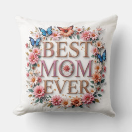 Beste Mama je Zitat Schmetterlinge und Blume Kissen