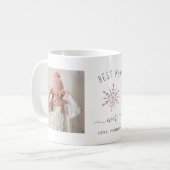 Beste Mama je | Zwei Fotos und Rose Gold Snowflake Kaffeetasse (Vorderseite Links)