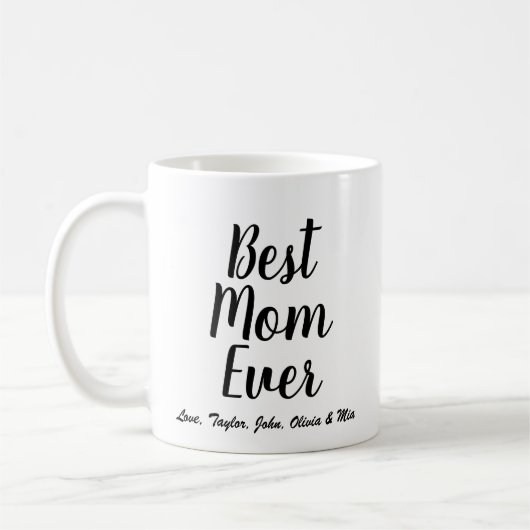 Beste Mama Jedes schwarze benutzerdefinierte Skrip Kaffeetasse (Links)