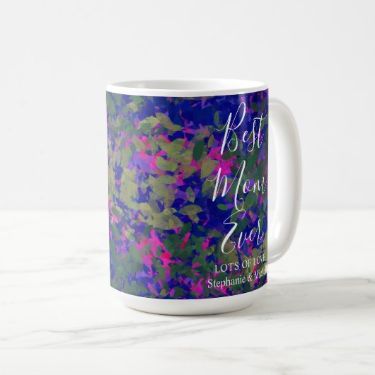 Beste Mama jemals Lila Blauer Garten Kaffeetasse (VorderseiteRechts)