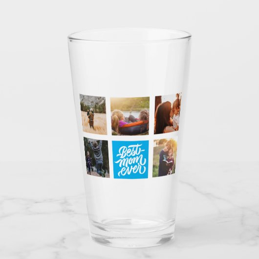 Beste Mama jemals Personalisiert Foto Collage Sky Glas (Vorderseite)