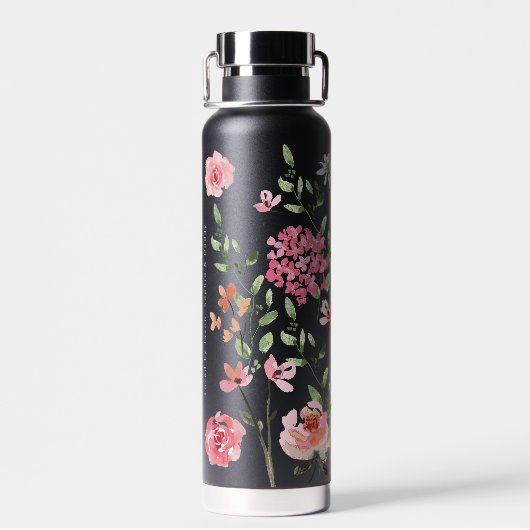 Beste Mama jemals Wasserfarbenflorchen personalisi Trinkflasche (Rückseite)