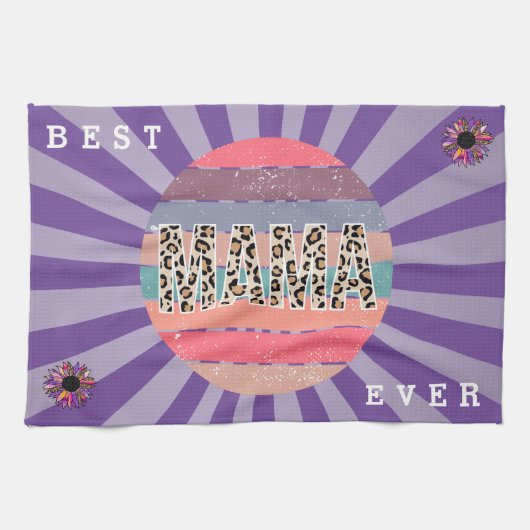 Beste Mama Lila Blütenanpassung Geschirrtuch (Horizontal)