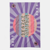 Beste Mama Lila Blütenanpassung Geschirrtuch (Vertikal)