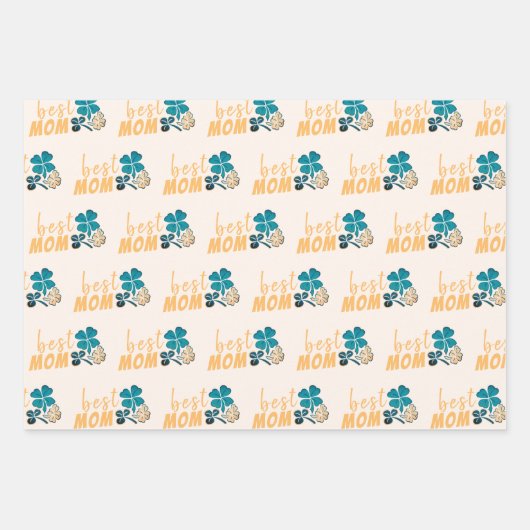 Beste Mama Lucky Clovers Pattern Geschenkpapier Set (Vorderseite 3)