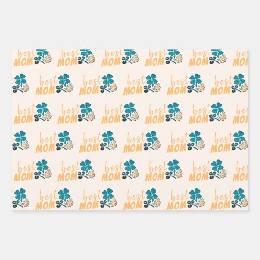 Beste Mama Lucky Clovers Pattern Geschenkpapier Set (Vorderseite)