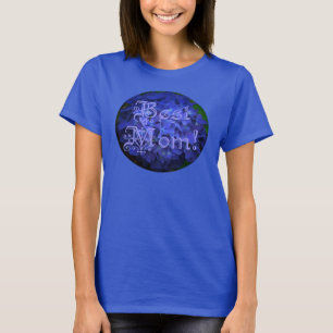 Beste Mama mit Blue Blume Background Ladys Shirt
