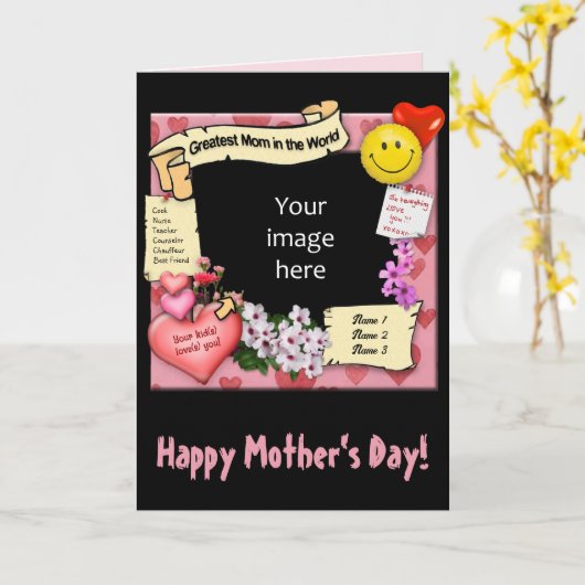 Beste Mama mit Foto und Text Karte (Gelbe Blume)