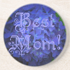 Beste Mama mit Hintergrund der blauen Blume Getränkeuntersetzer