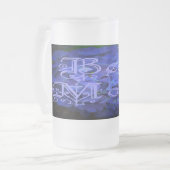 Beste Mama mit Hintergrund der blauen Blume Mattglas Bierglas (Vorderseite Links)