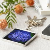 Beste Mama mit Hintergrund der blauen Blume Schlüsselanhänger (Seite)