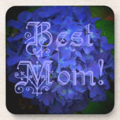 Beste Mama mit Hintergrund der blauen Blume Untersetzer (Vorderseite)