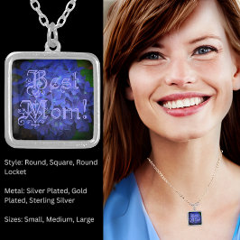 Beste Mama mit Hintergrund der blauen Blume Versilberte Kette
