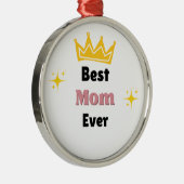 Beste Mama mit kronenweißem Text Ornament Aus Metall (Rechts)