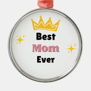 Beste Mama mit kronenweißem Text Ornament Aus Metall