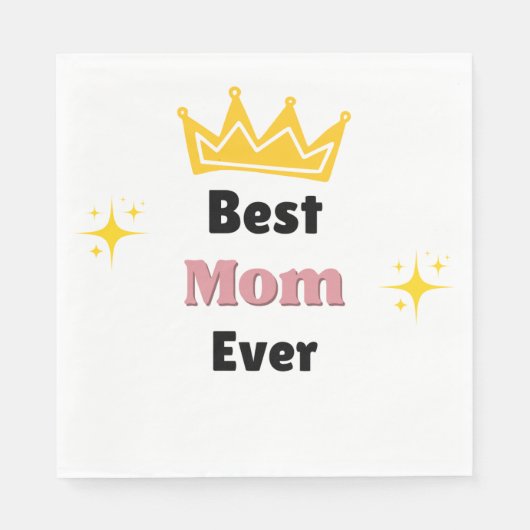 Beste Mama mit kronenweißem Text Serviette (Vorderseite)