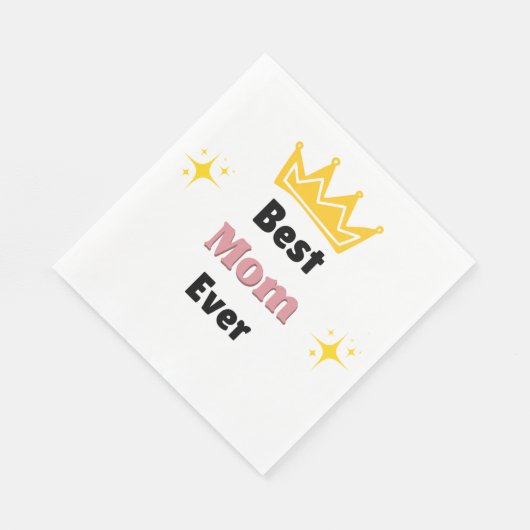 Beste Mama mit kronenweißem Text Serviette (Ecke)