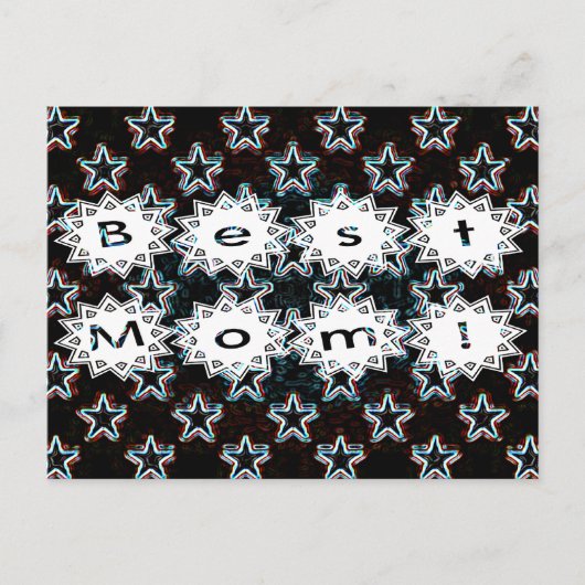 Beste Mama mit Neon Stars Postkarte (Vorderseite)