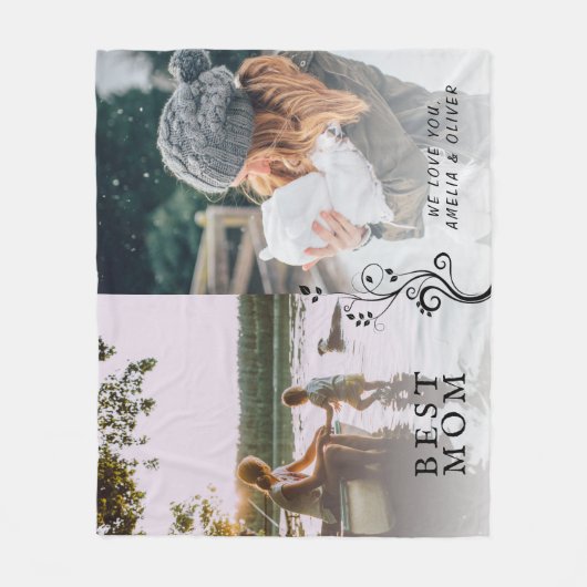 Beste Mama Moderne Auflage 2 Custom Fotos Mutter Fleecedecke (Vorderseite)
