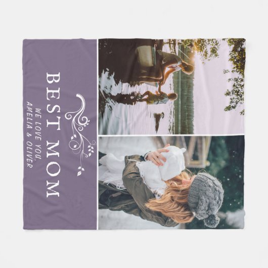 Beste Mama Moderne Auflage 2 Custom Fotos Mutter Fleecedecke (Vorderseite (Horizontal))
