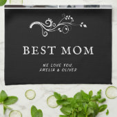 Beste Mama Moderne Auflage 2 Custom Fotos Mutter Geschirrtuch (Gefaltet)