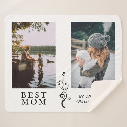 Beste Mama Moderne Auflage 2 Custom Fotos Mutter Sherpadecke (Vorderseite (Horizontal))