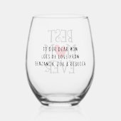 Beste Mama Mum je Roter Herzname Weinglas Ohne Stiel (Rückseite)