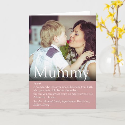 Beste Mama, Mutter, Mutter Definition Foto Karte (Gelbe Blume)