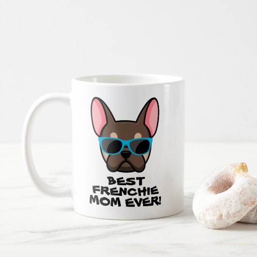 Beste Mama Muttertag Braun Tan Frenchie Kaffeetasse (Mit Donut)