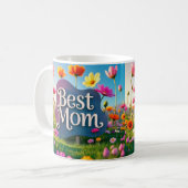 Beste Mama Muttertagsblume Garten Kaffeetasse (Vorderseite Links)