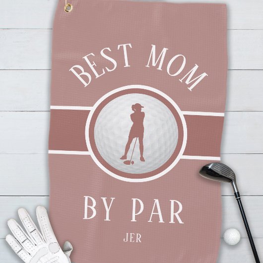 Beste Mama nach Par Golf Quote Monogram Pink Blush Golfhandtuch