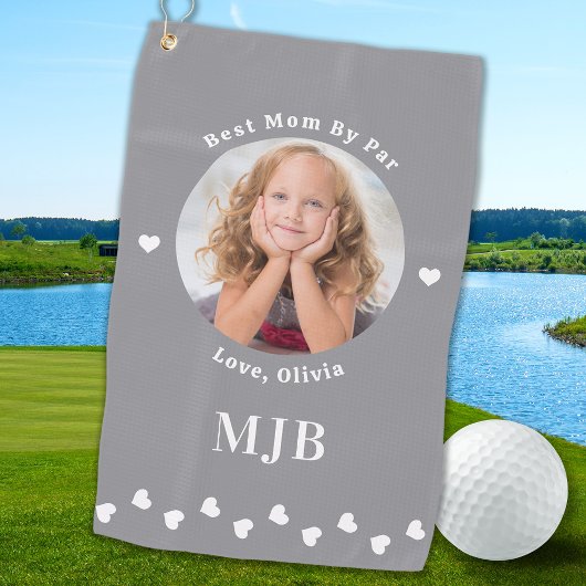Beste MAMA nach Par - Personalisierte Bildmonogram Golfhandtuch