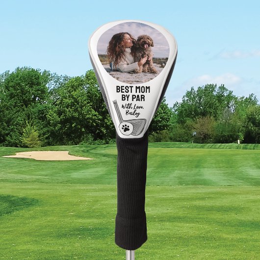 Beste Mama nach Par Pet Foto Paw Print Golf Headcover