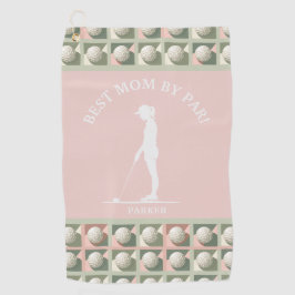 Beste Mama nach Par Pink Mit Monogramm Golfhandtuch