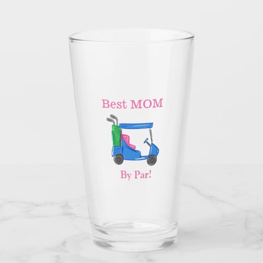 Beste Mama nach Par Preppy Golf Glas (Vorderseite)
