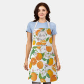 Beste Mama Name Orange Citrus Muster Wasserfarbe Schürze (Getragen)