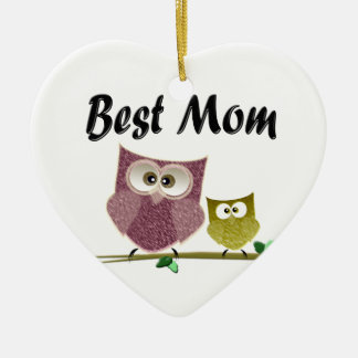 Beste Mama-niedliche Eulenkunst Keramik Ornament