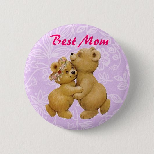 Beste Mama-niedliche Mutter-Tagestanzenteddy-Bären Button (Vorderseite)