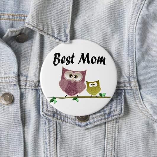 Beste Mama-niedlicher Eulen-Kunst-Knopf Button (Beispiel)