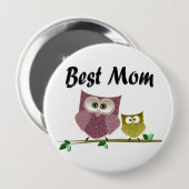 Beste Mama-niedlicher Eulen-Kunst-Knopf Button (Vorne & Hinten)