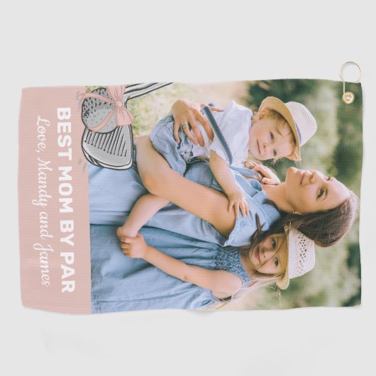 Beste Mama Par Foto Pink Bow Golf Handtuch (Horizontal)