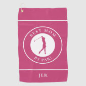 Beste Mama Par Golfer Mit Monogramm Sport Rosa Golfhandtuch (Vorderseite)