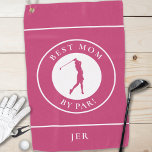 Beste Mama Par Golfer Mit Monogramm Sport Rosa Golfhandtuch<br><div class="desc">Einzigartiges, individuelles Design mit einem Dame Golfer Silhouette Set in rosa und weißer Form, umrahmt von geschwungenen Texten "Best Mama by Par!" in knalligem, weißem Schriftart. Außerdem finden Sie eine moderne Vorlage für einen mit Monogramm Namen, Initialen oder benutzerdefinierten Text. Der Hintergrund ist massiv rosa. Wenn Sie Fragen zu diesem...</div>