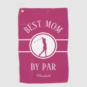 Beste Mama Par Golfer Sport Monogram Damen Pink Golfhandtuch (Vorderseite)