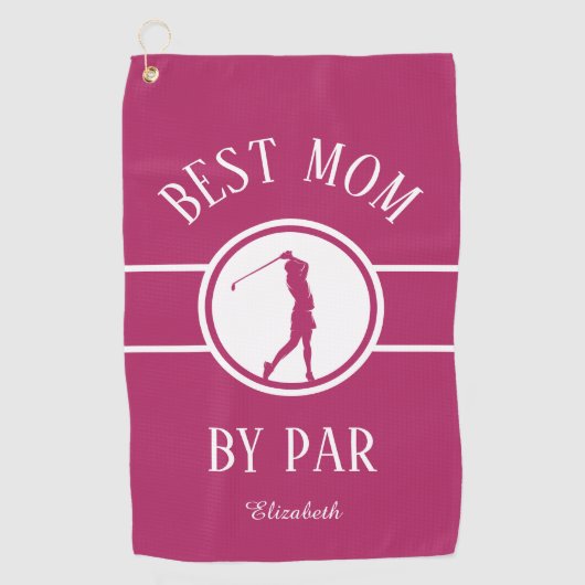 Beste Mama Par Golfer Sport Monogram Damen Pink Golfhandtuch (Vorderseite)