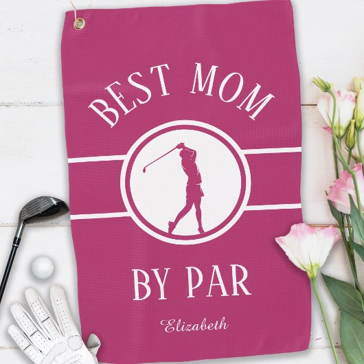 Beste Mama Par Golfer Sport Monogram Damen Pink Golfhandtuch