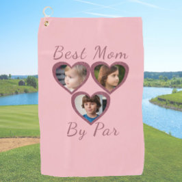 Beste Mama Par Pink Herz 3 Kinder FotoCollage Golfhandtuch