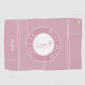 Beste Mama par - rosa Monogramm Golfer für sie Golfhandtuch (Horizontal)