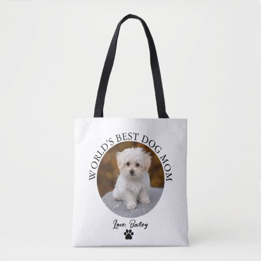 Beste Mama Paw Print Custom Pet Foto Tasche (Vorderseite)