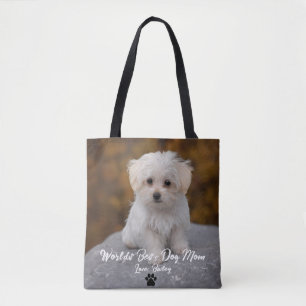Beste Mama Paw Print Custom Pet Foto Tasche